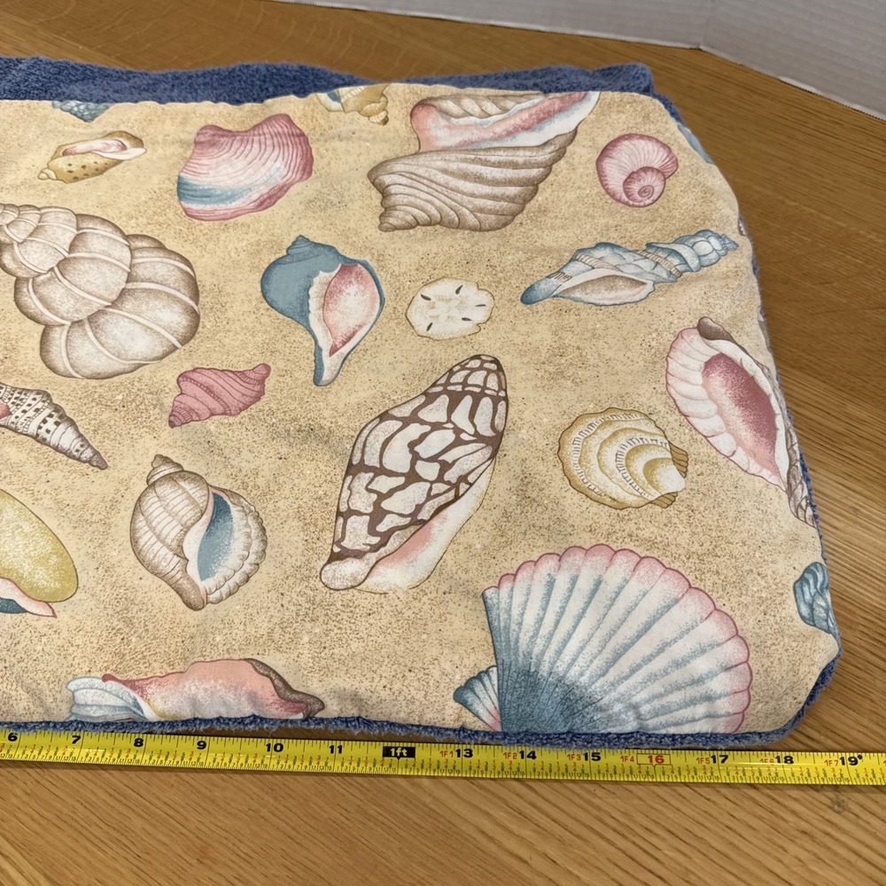 Set Of 2 Foldable Bag Beach Towels 34"x67" Seashells Blue - Picture 2 of 7